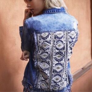 Jaase Matilda Sequin Embroidered Denim Jean Jacket